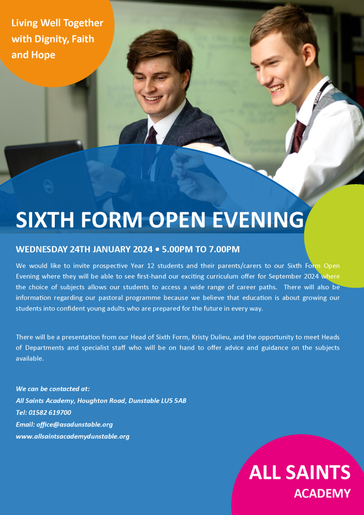 Sixth Form Open Evening 2024 – All Saints Academy Dunstable